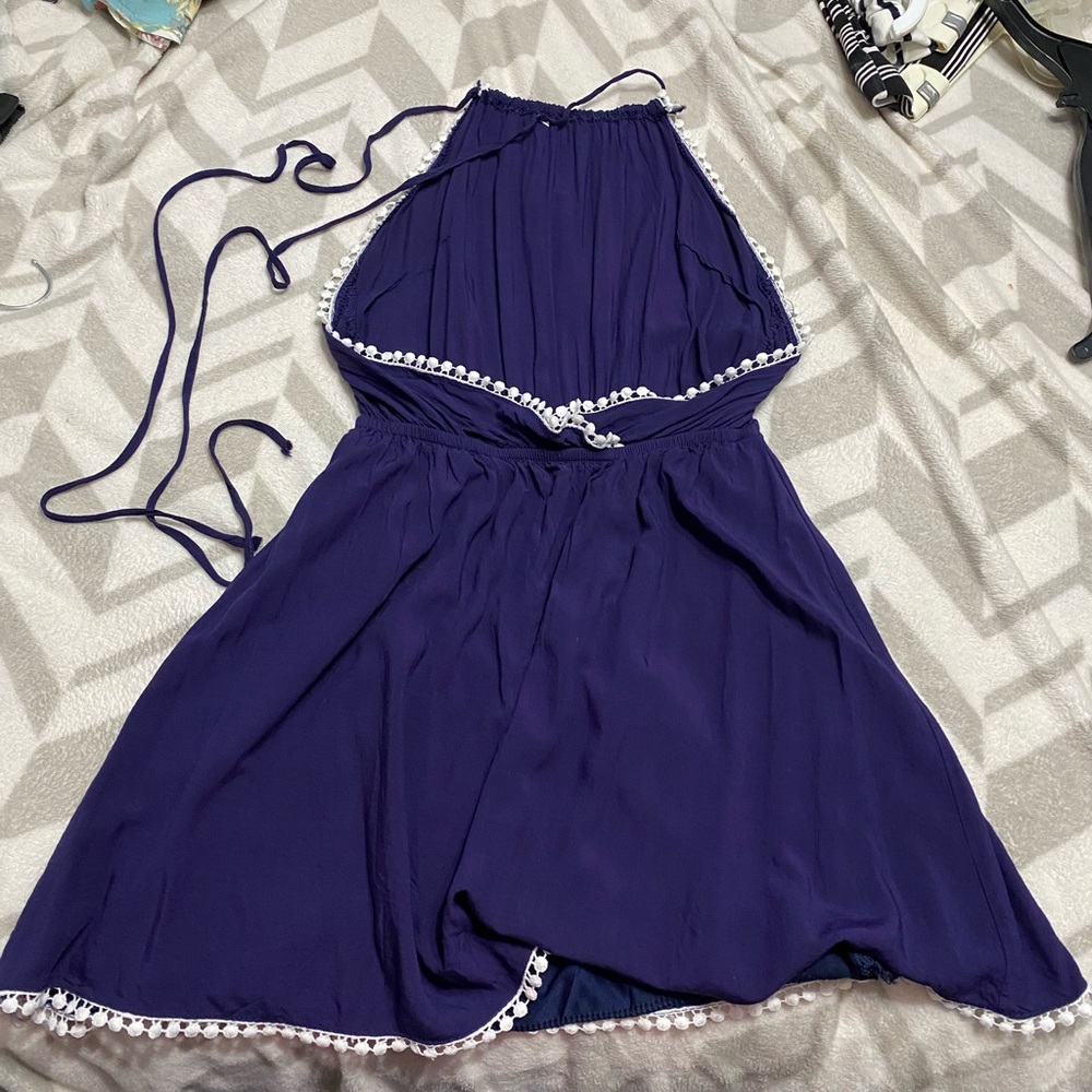 Backless navy dress
